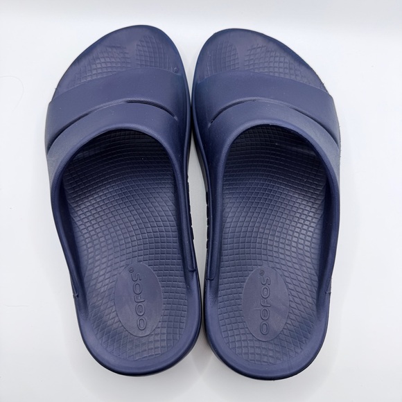 OOFOS OOahh Navy Blue Recovery Slide      W6/M4 - Picture 6 of 9